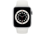 Смарт часовници Apple Watch S6 GPS, 44mm Silver Aluminium Case with White Sport Band - Regular