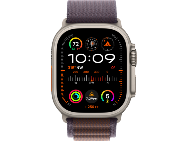 Смарт часовници Apple Watch Ultra2 Cellular, 49mm Titanium Case w Indigo Alpine Loop - Large