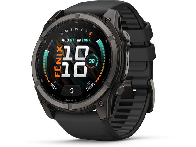 Смарт часовници Garmin fēnix® 9 - 51 мм -  Carbon Grey DLC Titanium с Black силиконова каишка