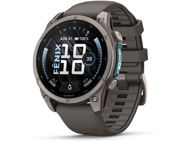 Смарт часовници Garmin fēnix® 9 - 47 мм - Titanium с Pebble Grey силиконова каишка