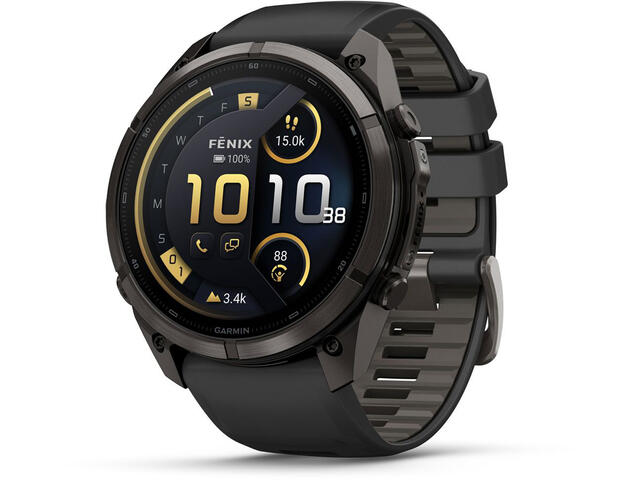 Смарт часовници Garmin fēnix® 9 Pro, inReach® - 51 мм - Carbon Gray DLC Titanium с Black/Pebble Grey силиконова каишка