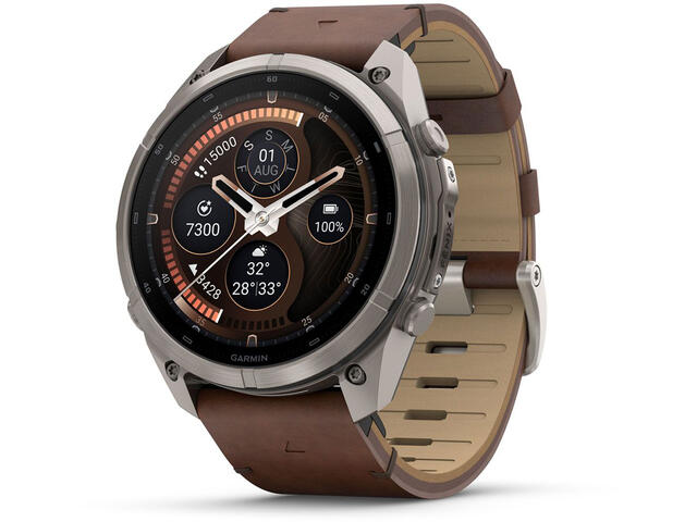Смарт часовници Garmin fēnix® 9 Pro, inReach® - 51 мм -  Titanium с Walnut кожена каишка