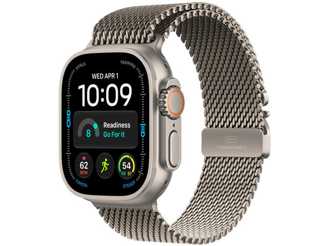 Смарт часовници Apple Watch Ultra 4 GPS + Cellular - Milanese Loop, Natural Titanium, Medium